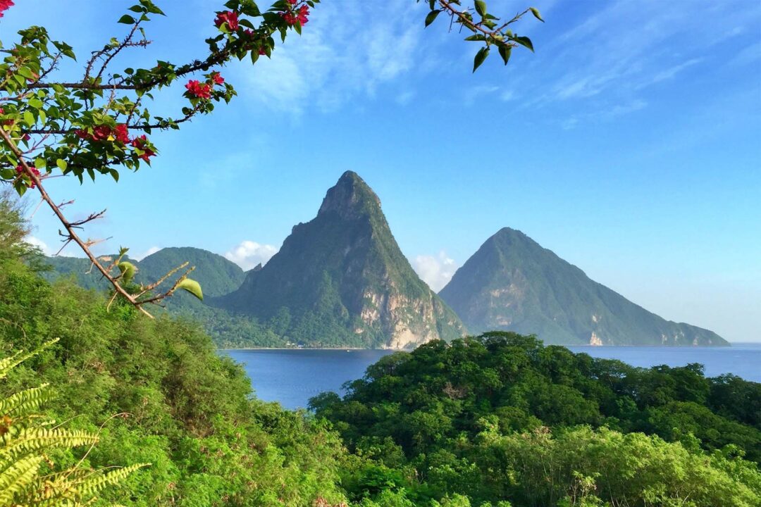 Stunning view of the Pitons mountains, Saint Lucia. Get a citizenship by investment here.
